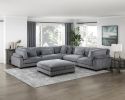 1pc Modern Living Room Furniture Modular Corner Seat Plush Gray Corduroy Fabric Upholstery Plywood Frame, Matching Pillows