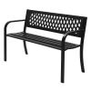 47in PVC Mesh Backrest Iron Bench Black