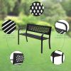 47in PVC Mesh Backrest Iron Bench Black