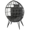 Wicker Egg Chair, Oversized Indoor Outdoor Lounger with Soft Cushions, Teardrop Cuddle Seat for Patio Porch Backyard Living Room Balcony