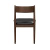 Black Leather Upholstered Side Chairs Set of 2, Modern Contemporary Cherry Finish Wooden Furniture Dining Chairs