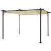 Outsunny 11.5' x 11.5' Outdoor Retractable Pergola Canopy, Metal Patio Shade Shelter for Backyard, Porch Party, Garden, Grill Gazebo, Beige