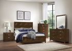 Modern Bedroom Walnut Finish 1pc Queen Bed Decorative Design Headboard Footboard Wooden Furniture