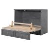 Full Size Murphy Bed with Large Drawers,Gray