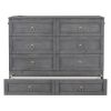 Full Size Murphy Bed with Large Drawers,Gray