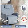 Blue Swivel and Rocker Power Recliner Chair with Lumbar and Neck Support Pillow, Max Swivel Degree 270¬∞