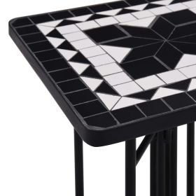 vidaXL Mosaic Side Table Black and White Ceramic