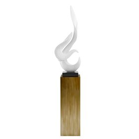 White  Flame Floor Sculpture With Stand, 65" Tall