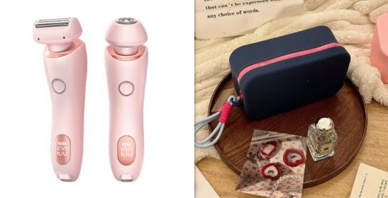 2 In 1 Hair Removal Epilator USB Rechargeable Trimmer Women Body Razor Face Leg Armpit Bikini Hand Pubic Shaver Hair Remover (Option: Pink and Rose Pink set-USB)