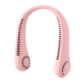 Mini Hanging Handheld Leafless Hanging Neck Fan Portable Silent Outdoor Usb Charging Super Long Life Portable Cooling Lazy Small Fan (Option: Pink Hangneck Fan)