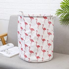 Household cloth dirty clothes basket (Option: White flamingo)