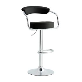 Radiance Rise Chrome Set of Two Stools (Color: Black)