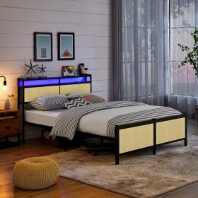 Iron Bed Frame, Metal Bed Frame, Wrought Iron Bed Frame, Iron Platform Bed Frame (Color: Black)