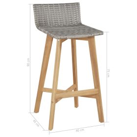 vidaXL Bar Chairs 2 pcs Solid Acacia Wood (Option: as picture)