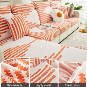 1 Pc Jacquard Velvet Sofa Cover, All Inclusive Universal Set, All Season Universal Leather Sofa Cover, Anti Cat Scratch Sofa Hat (Color: Orange, size: 4-person seat)