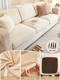 1 Pc Waterproof Teddy Velvet Sofa Cover All Inclusive Universal Set Four Seasons Universal Anti Cat Scratch Sofa Cover Cloth (Color: White, size: Single seat)